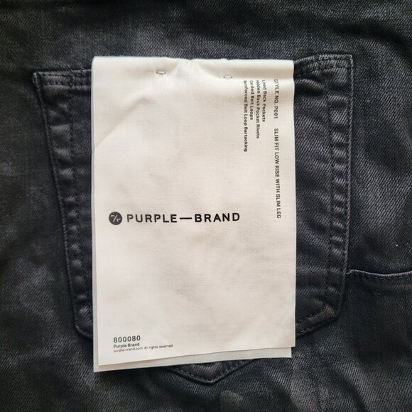 Purple Brand P001 Skinny Jeans in Black Oil Spill Men's Size 36 - Picture 3 of 9
